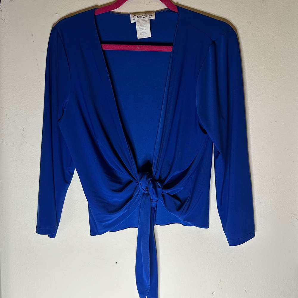 Women's Lightweight Royal Blue Front Tie Cardigan Size L